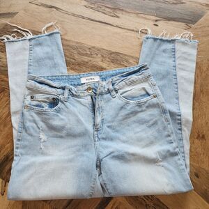 Pistola Distressed Two-Tone Mid-Rise Straight Leg Jeans Size 28